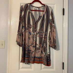 Rose + Olive Tunic length blouse 1X
